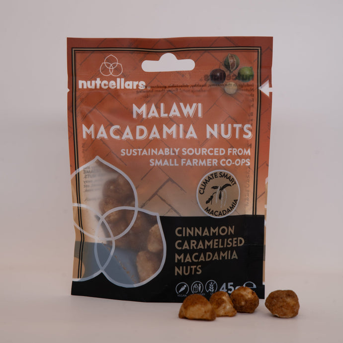 Cinnamon Caramelised Macadamia nuts snack sized bag 45g for snacking